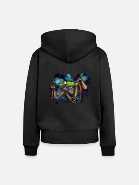 Frosch-Split - Frauen Premium Bio Zip Hoodie - Schwarz
