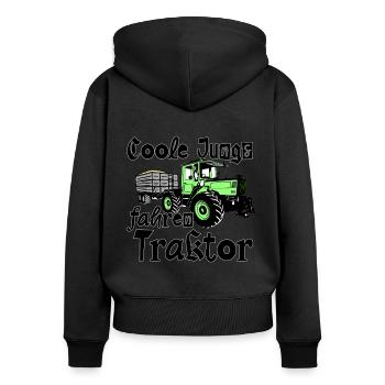 Coole Jungs fahren Traktor - MB Trac - Unimog - Frauen Premium Bio Zip Hoodie - Schwarz - Hinten - Julia (174cm)