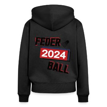 Federball in 2024 Sport Spiel Spielerin Badminton - Frauen Premium Bio Zip Hoodie - Schwarz - Hinten - Julia (174cm)