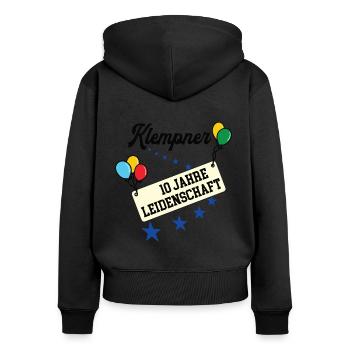 Klempner Jubiläum 10 Jahre Klempnerei Sanitär - Frauen Premium Bio Zip Hoodie - Schwarz - Hinten - Julia (174cm)