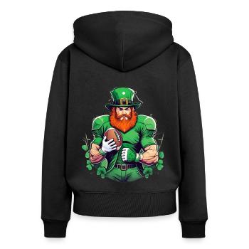 St. Patrick's Day Kleeblatt American Football - Frauen Premium Bio Zip Hoodie - Schwarz - Hinten - Julia (174cm)