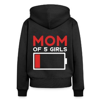 MAMAN CINQ FILLES MAMAN DE 5 FILLES - Sweat à capuche zippé Premium bio Femme - noir - Dos - Julia (174cm)