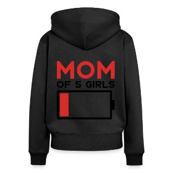 MAMAN DE 5 FILLES - Sweat à capuche zippé Premium bio Femme - noir - Dos - Julia (174cm)