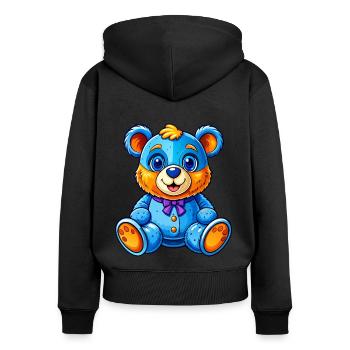 Teddy bleu - Sweat à capuche zippé Premium bio Femme - noir - Dos - Julia (174cm)