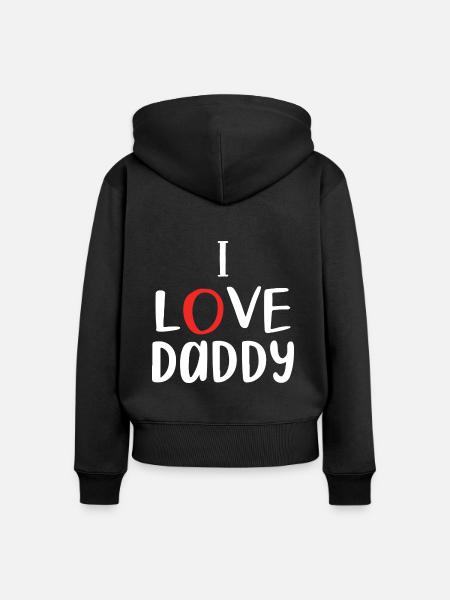 "Ich liebe Papa" - Frauen Premium Bio Zip Hoodie - Schwarz