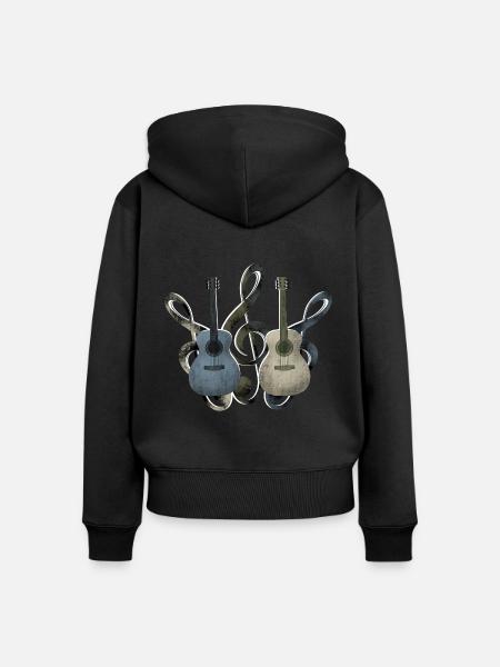 Gitarren Notenschlüssel - Frauen Premium Bio Zip Hoodie - Schwarz