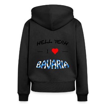 I love Bavaria - Frauen Premium Bio Zip Hoodie - Schwarz - Hinten - Julia (174cm)