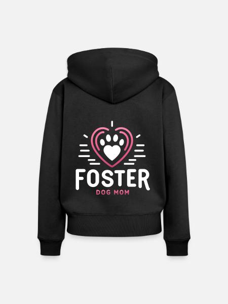 Pflegehund-Mama Herzliche Bindung - Frauen Premium Bio Zip Hoodie - Schwarz