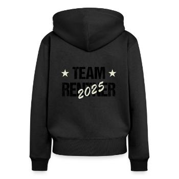 Rentner 2025 - Frauen Premium Bio Zip Hoodie - Schwarz - Hinten - Julia (174cm)