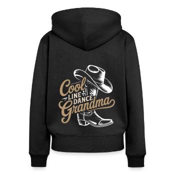 Coole Line Dance Oma. Oma hat Freude am Tanzen - Frauen Premium Bio Zip Hoodie - Schwarz - Hinten - Julia (174cm)