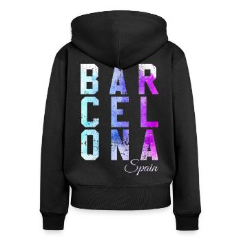 Vintage Abstrait Barcelone - Sweat à capuche zippé Premium bio Femme - noir - Dos - Julia (174cm)