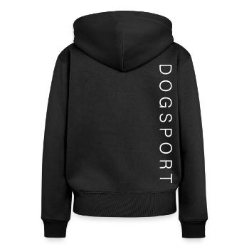 DOGSPORT Hundesport Motiv - Frauen Premium Bio Zip Hoodie - Schwarz - Hinten - Julia (174cm)