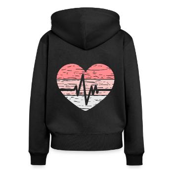 Infirmière Vintage Heartbeat - Sweat à capuche zippé Premium bio Femme - noir - Dos - Julia (174cm)
