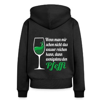 Pfeffi Spruch - Frauen Premium Bio Zip Hoodie - Schwarz - Hinten - Julia (174cm)