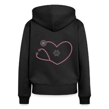 Stéthoscope vétérinaire vétérinaire vétérinaire - Sweat à capuche zippé Premium bio Femme - noir - Dos - Julia (174cm)