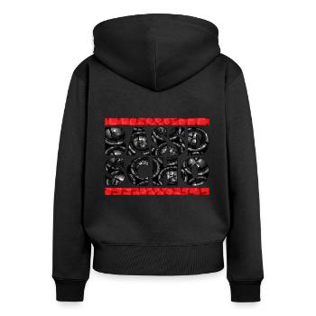 Passt schon Bassd scho Bayern Brass Bayrisch Bayer - Frauen Premium Bio Zip Hoodie - Schwarz - Hinten - Julia (174cm)