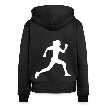 Runner - Women's Premium Organic Zip Hoodie - black - Back - Julia (174cm)