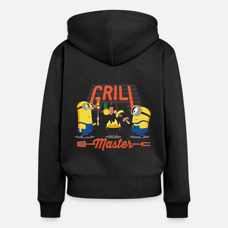 Maestro della griglia dei Minions - Felpa con cappuccio con zip ecologica premium da donna - nero