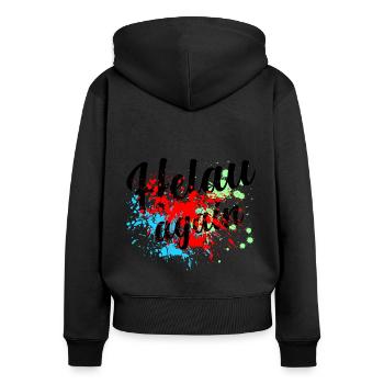 Helau Alaaf Fasching Fastnacht - Frauen Premium Bio Zip Hoodie - Schwarz - Hinten - Julia (174cm)