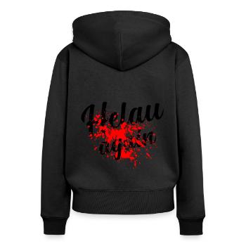 Helau Alaaf Fasching Karneval - Frauen Premium Bio Zip Hoodie - Schwarz - Hinten - Julia (174cm)