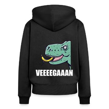 Vegan - Frauen Premium Bio Zip Hoodie - Schwarz - Hinten - Julia (174cm)