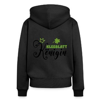 Kleeblatt Königin | Irland St Patrick grün Expat - Frauen Premium Bio Zip Hoodie - Schwarz - Hinten - Julia (174cm)