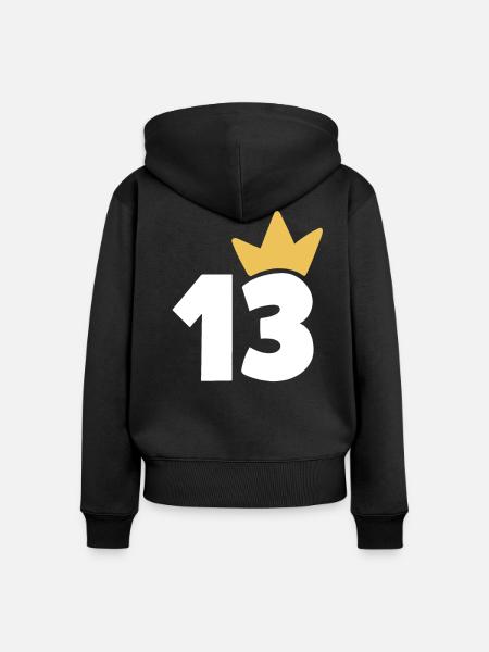13 Krone Nummer 13 - Frauen Premium Bio Zip Hoodie - Schwarz