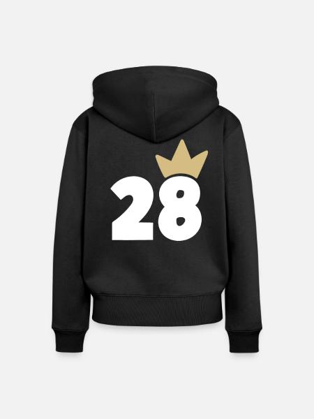 28 Krone Nummer 28 - Frauen Premium Bio Zip Hoodie - Schwarz