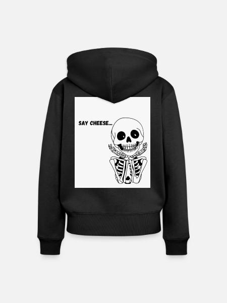 Skelett-Lächeln - Frauen Premium Bio Zip Hoodie - Schwarz