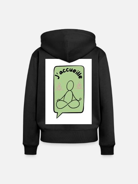 Ich begrüße ocker - Frauen Premium Bio Zip Hoodie - Schwarz