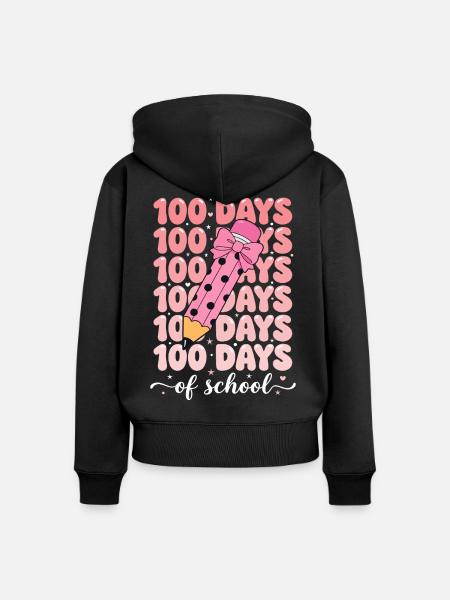 100 days of school celebration - Frauen Premium Bio Zip Hoodie - Schwarz