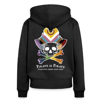 Pirate is Pirate - Frauen Premium Bio Zip Hoodie - Schwarz - Hinten - Julia (174cm)