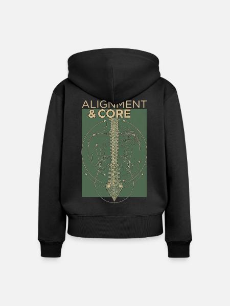 Geometrische Wirbelsaeule - Frauen Premium Bio Zip Hoodie - Schwarz