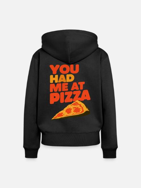 you had me at pizza - Frauen Premium Bio Zip Hoodie - Schwarz