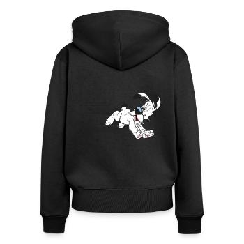 Asterix - Idéfix - Sweat à capuche zippé Premium bio Femme - noir - Dos - Julia (174cm)