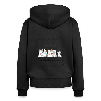Katzenliebhaber "Professional cat trainer" - Frauen Premium Bio Zip Hoodie - Schwarz - Hinten - Julia (174cm)