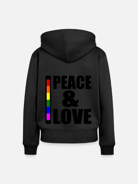 Peace and love - Frauen Premium Bio Zip Hoodie - Schwarz