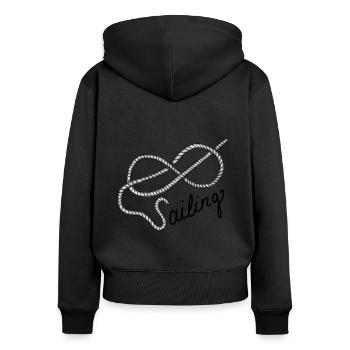 Sailing Segeln Achter Knoten mit Leine - Frauen Premium Bio Zip Hoodie - Schwarz - Hinten - Julia (174cm)