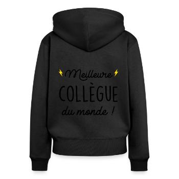 Meilleure Collègue du Monde - Sweat à capuche zippé Premium bio Femme - noir - Dos - Julia (174cm)