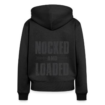 Lustiger Bogensport Spruch Bogenschießen - Frauen Premium Bio Zip Hoodie - Schwarz - Hinten - Julia (174cm)