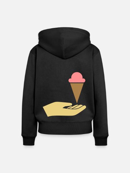 Hand reicht Eis - Frauen Premium Bio Zip Hoodie - Schwarz