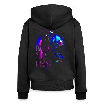Suivez vos rêves - Sweat à capuche zippé Premium bio Femme - noir - Dos - Julia (174cm)