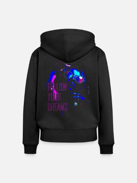 Folge deinen Träumen - Frauen Premium Bio Zip Hoodie - Schwarz