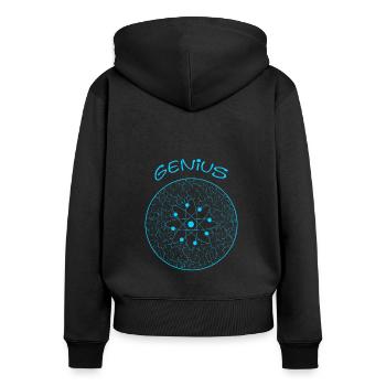 Genius Genie - Frauen Premium Bio Zip Hoodie - Schwarz - Hinten - Julia (174cm)
