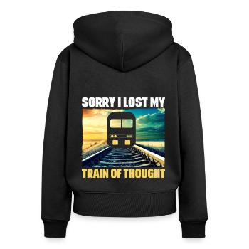 Zugführer Lokomotive Gleis Lustig Geschenkidee - Frauen Premium Bio Zip Hoodie - Schwarz - Hinten - Julia (174cm)