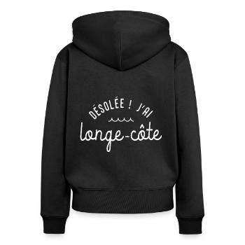 désolée j'ai longe-côte cadeau drôle femme marche - Sweat à capuche zippé Premium bio Femme - noir - Dos - Julia (174cm)