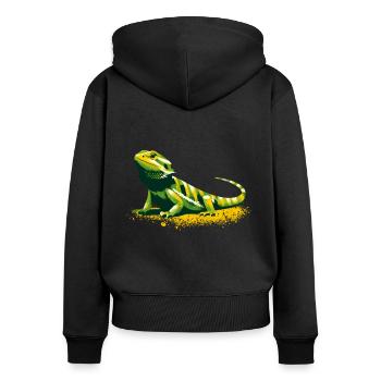 Bartagame - Frauen Premium Bio Zip Hoodie - Schwarz - Hinten - Julia (174cm)