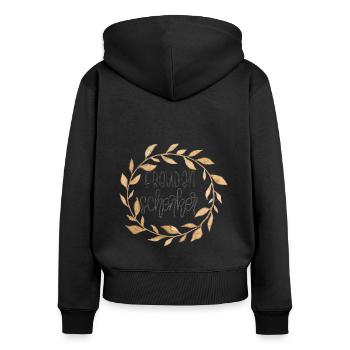 Freudenschenker - Frauen Premium Bio Zip Hoodie - Schwarz - Hinten - Julia (174cm)