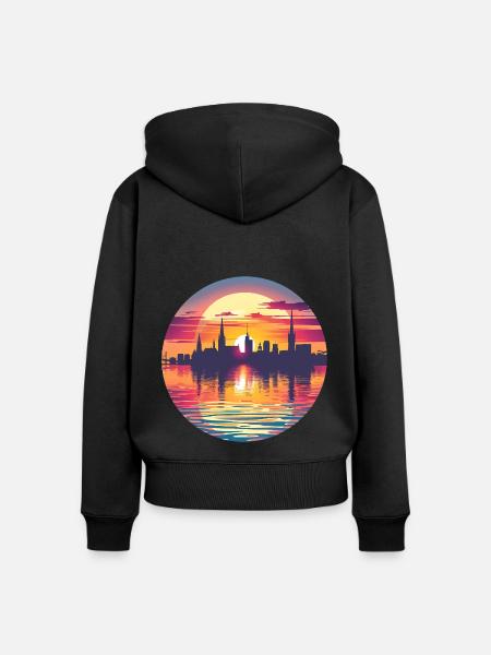 Bochum Skyline - Frauen Premium Bio Zip Hoodie - Schwarz