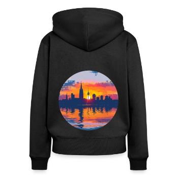 Bonn Skyline - Frauen Premium Bio Zip Hoodie - Schwarz - Hinten - Julia (174cm)